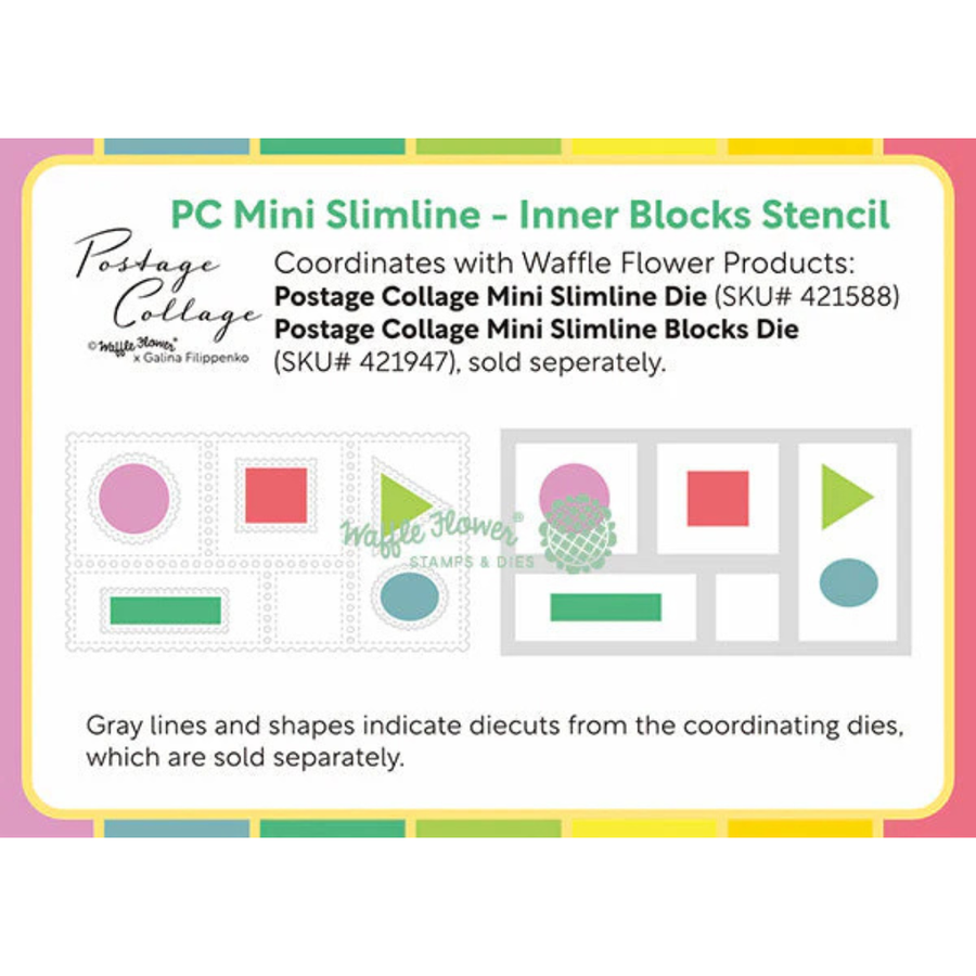Waffle Flower - Postage Collage Mini Slimline Inner Blocks Stencil