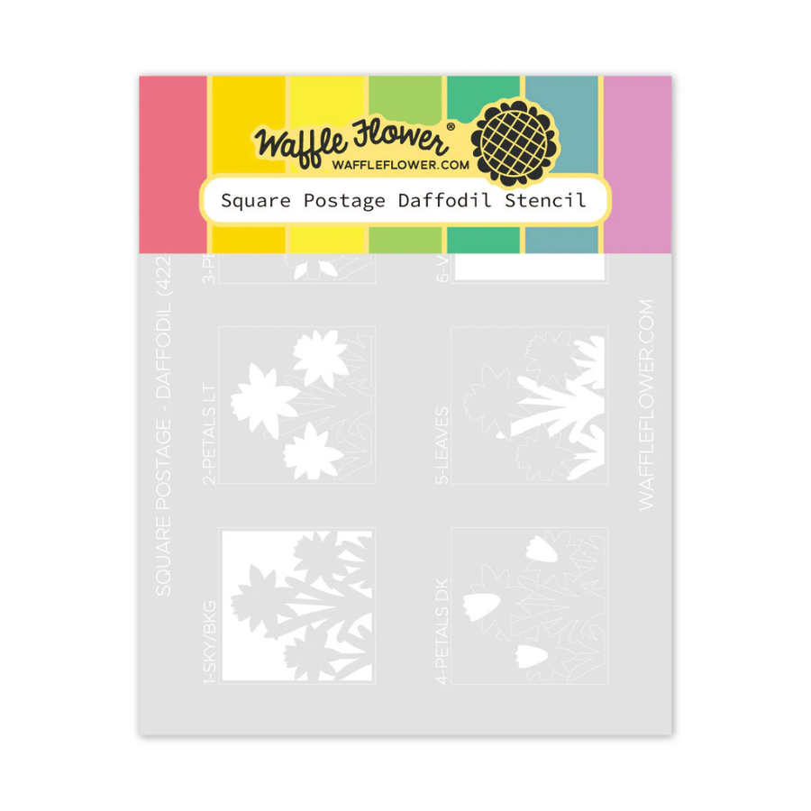 Waffle Flower - Square Postage Daffodil Stencil