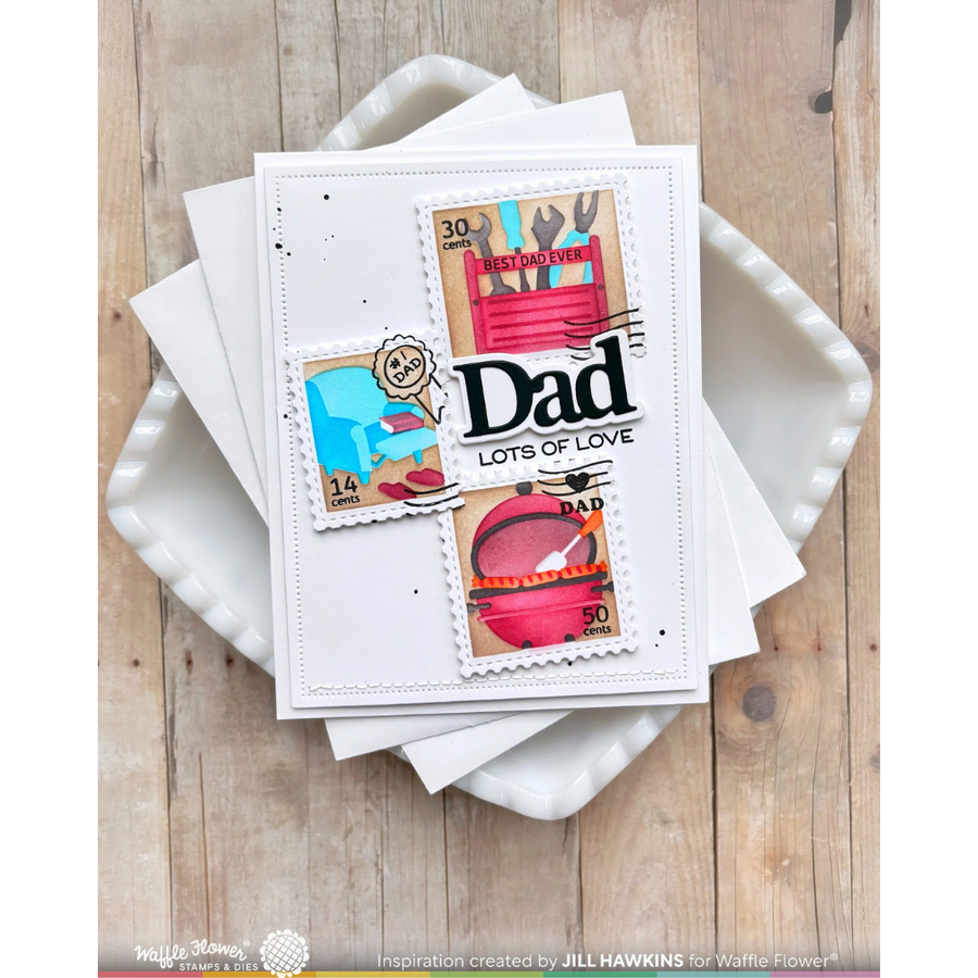 Waffle Flower - Postage Collage Dad Stencil