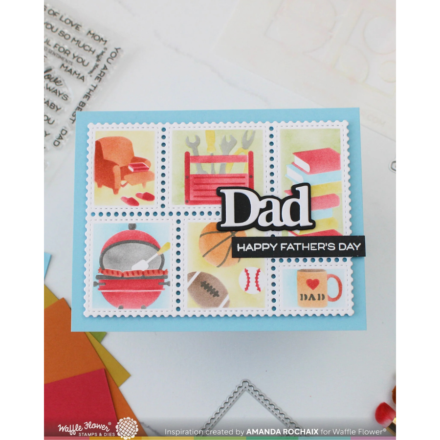 Waffle Flower - Postage Collage Dad Stencil