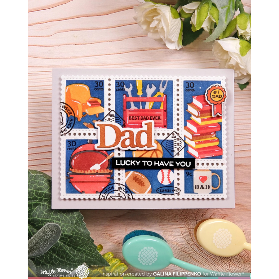 Waffle Flower - Postage Collage Dad Stencil