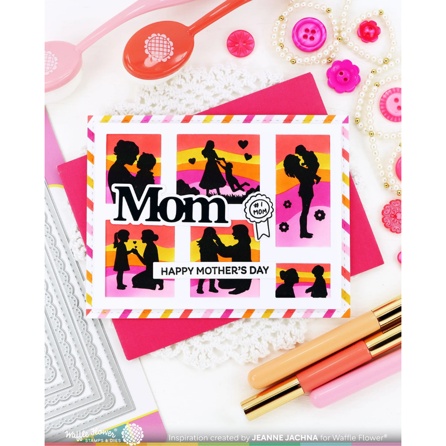 Waffle Flower - Postage Collage Mom & Dad Details Stamp Set