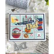 Waffle Flower - Postage Collage Mom & Dad Details Stamp Set