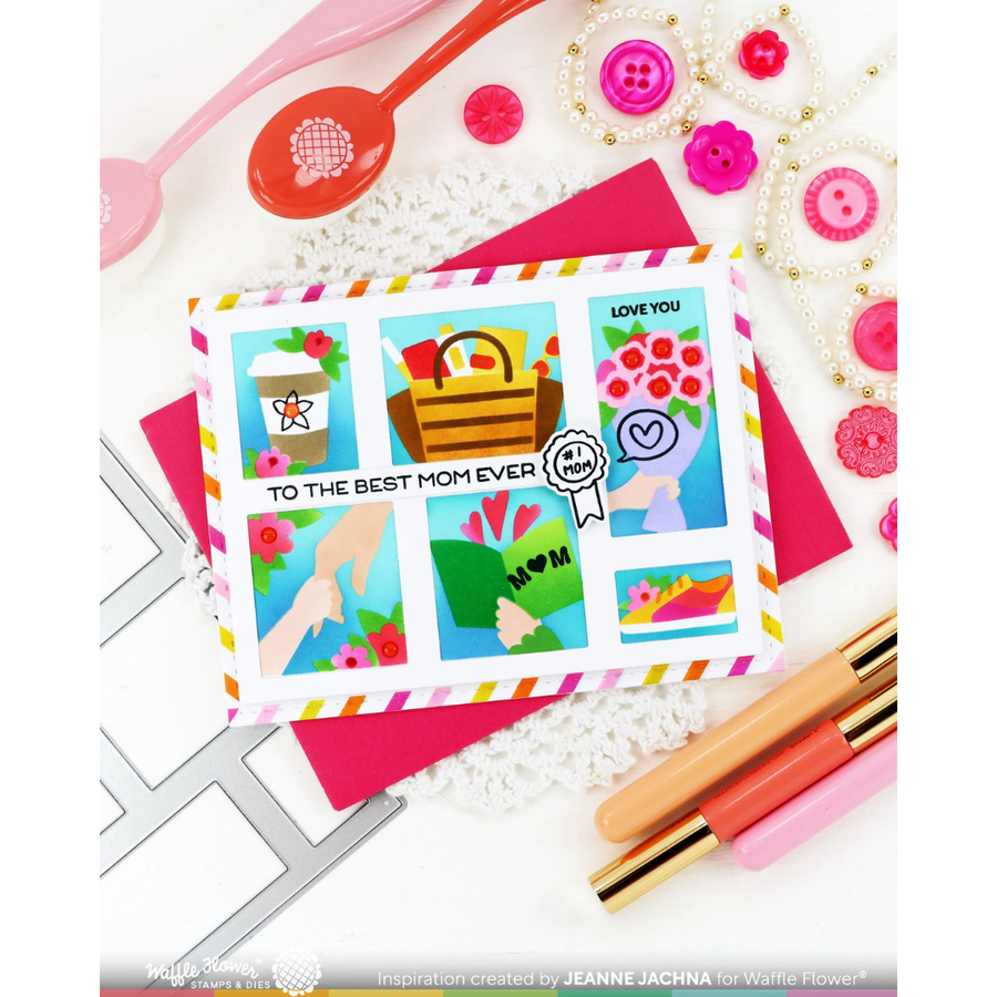Waffle Flower - Postage Collage Mom & Dad Details Stamp Set