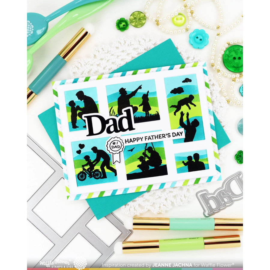 Waffle Flower - Postage Collage Mom & Dad Details Stamp Set