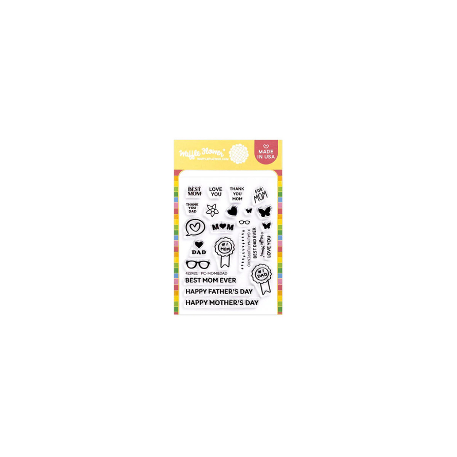 Waffle Flower - Postage Collage Mom & Dad Details Stamp Set