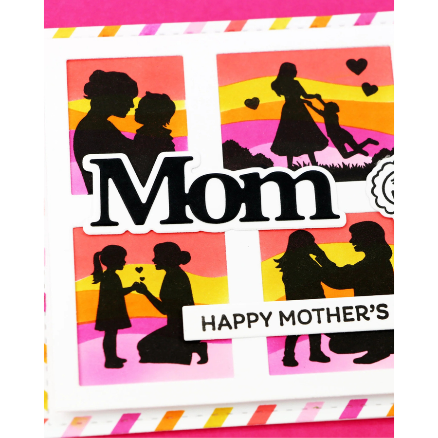 Waffle Flower - Postage Collage Mom Silhouettes Stamp Set