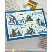 Waffle Flower - Postage Collage Dad Silhouettes Stamp Set