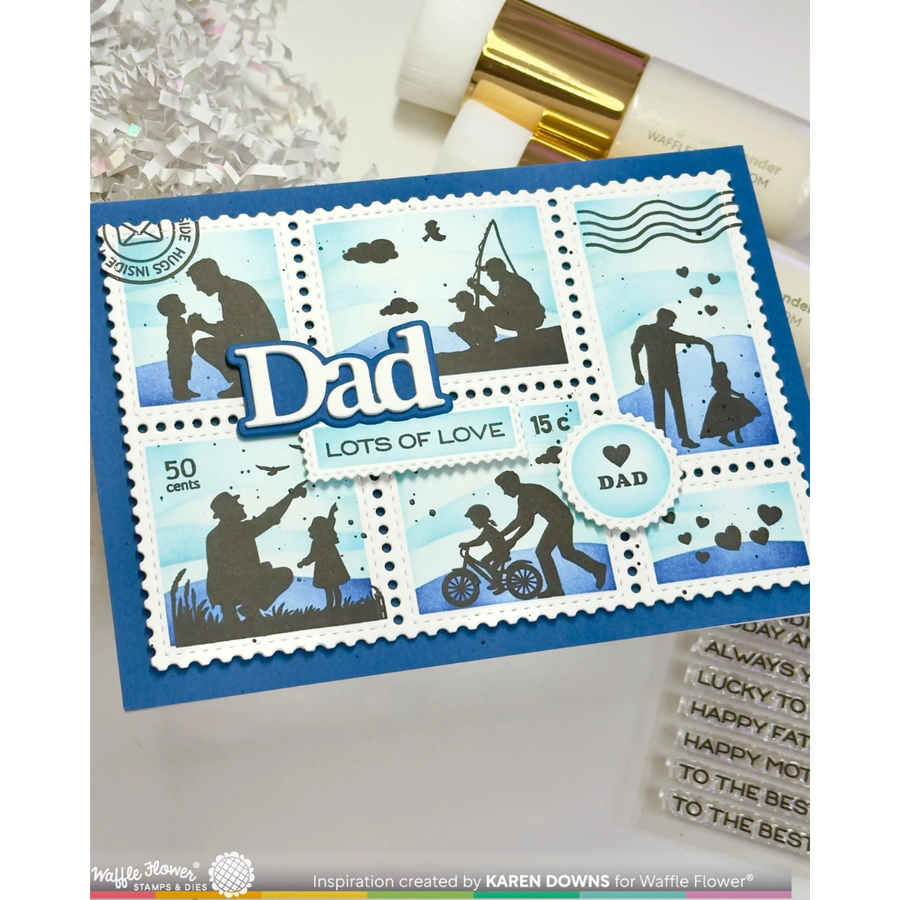 Waffle Flower - Postage Collage Dad Silhouettes Stamp Set