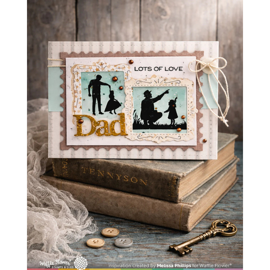 Waffle Flower - Postage Collage Dad Silhouettes Stamp Set