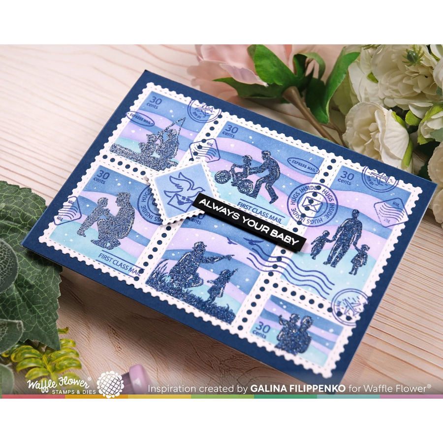 Waffle Flower - Postage Collage Dad Silhouettes Stamp Set