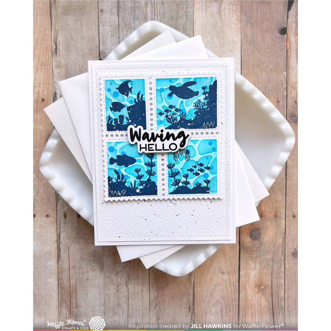 (PRE-ORDER) Waffle Flower - Postage Collage Coral Reef Silhouettes Stamp Set