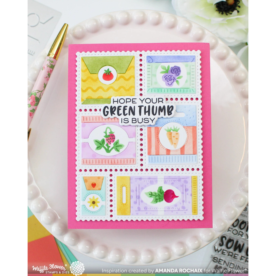 (PRE-ORDER) Waffle Flower - Postage Collage Seeds Details Stamp Set