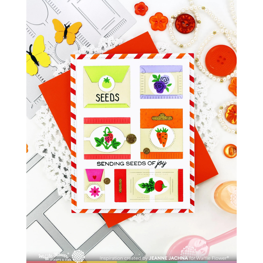 (PRE-ORDER) Waffle Flower - Postage Collage Seeds Details Stamp Set