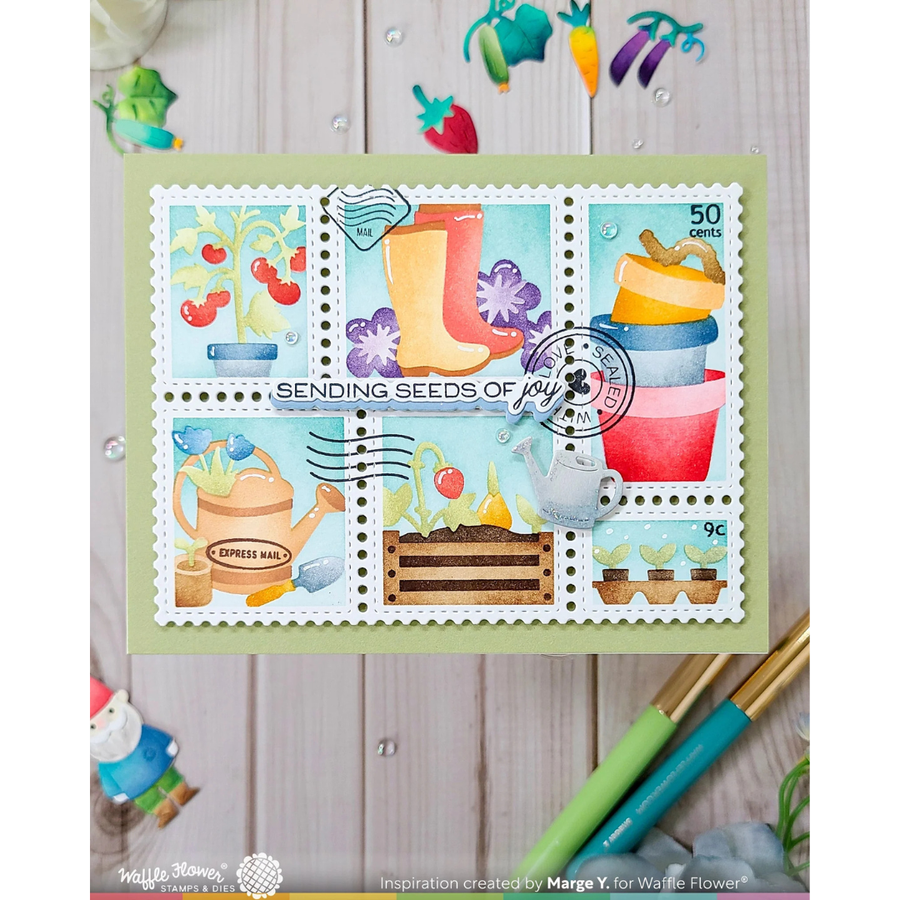 (PRE-ORDER) Waffle Flower - Postage Collage Gardening Stencil