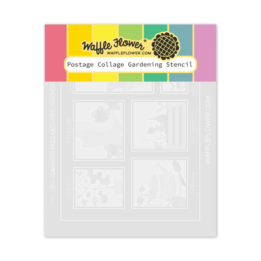 Waffle Flower - Postage Collage Gardening Stencil