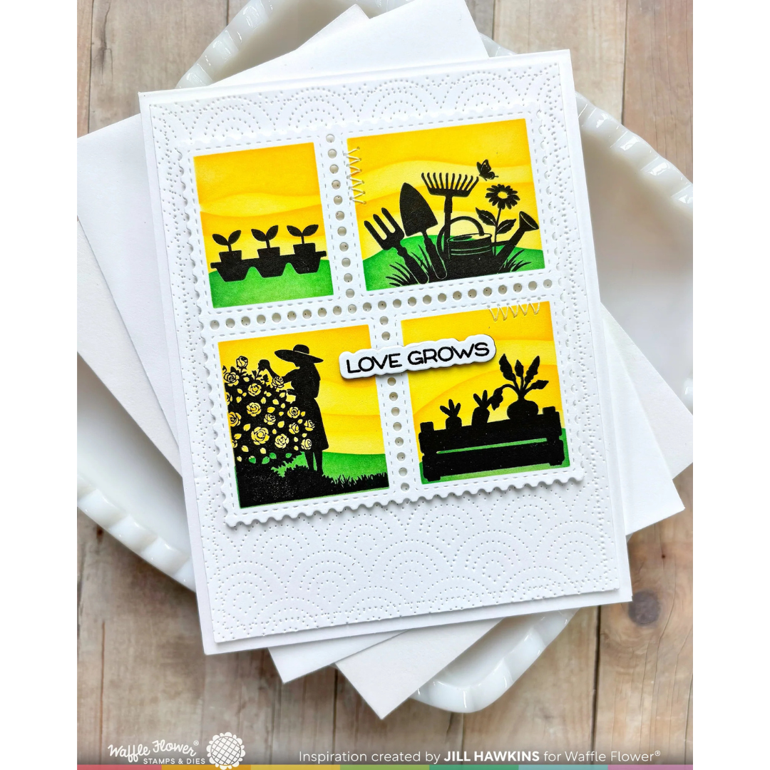 (PRE-ORDER) Waffle Flower - Postage Collage Garden Silhouettes Stamp Set
