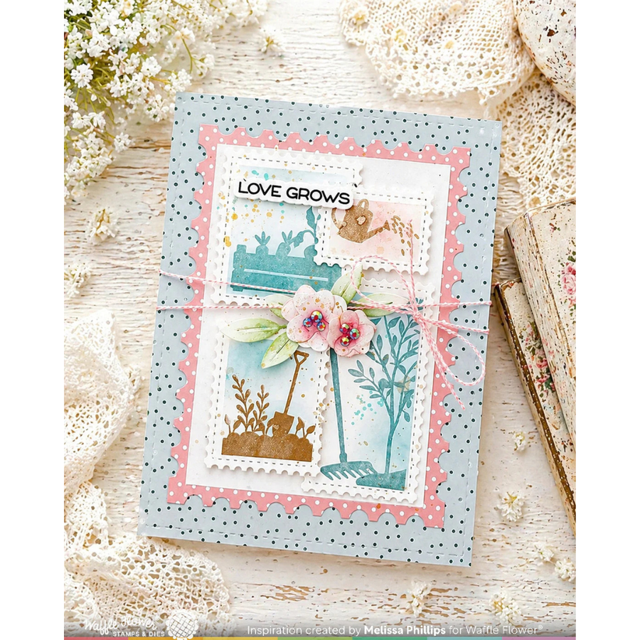 (PRE-ORDER) Waffle Flower - Postage Collage Garden Silhouettes Stamp Set