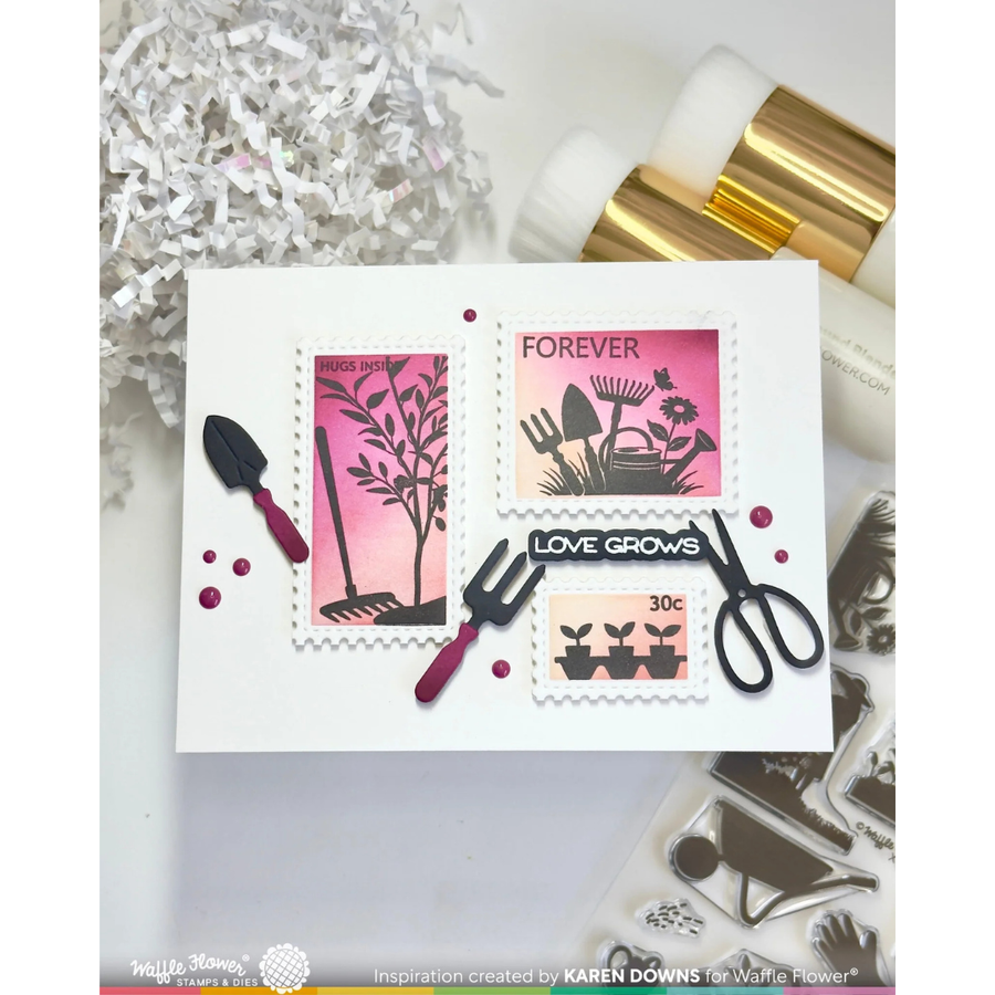 (PRE-ORDER) Waffle Flower - Postage Collage Garden Silhouettes Stamp Set