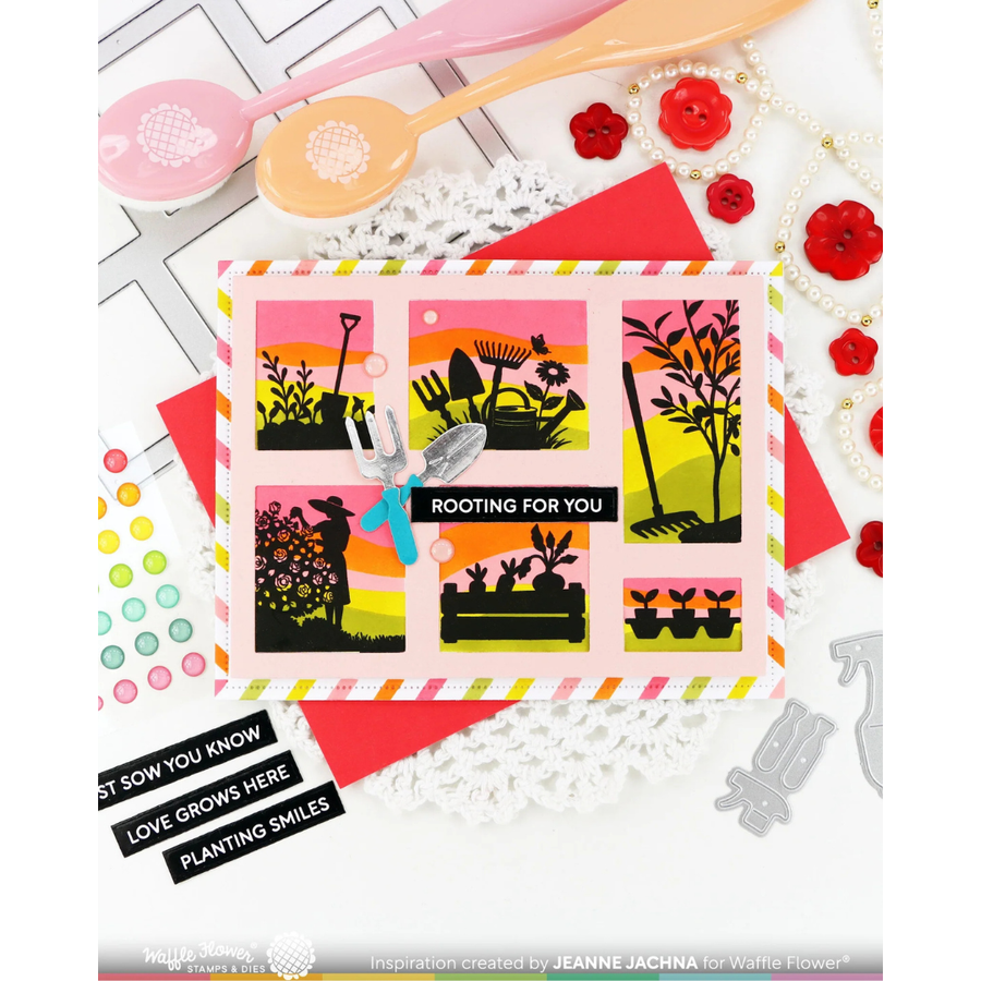 (PRE-ORDER) Waffle Flower - Postage Collage Garden Silhouettes Stamp Set