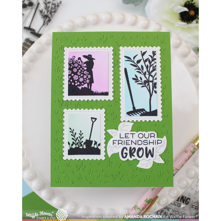 (PRE-ORDER) Waffle Flower - Postage Collage Garden Silhouettes Stamp Set