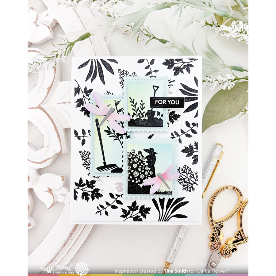 (PRE-ORDER) Waffle Flower - Postage Collage Herb Silhouettes Stamp Set