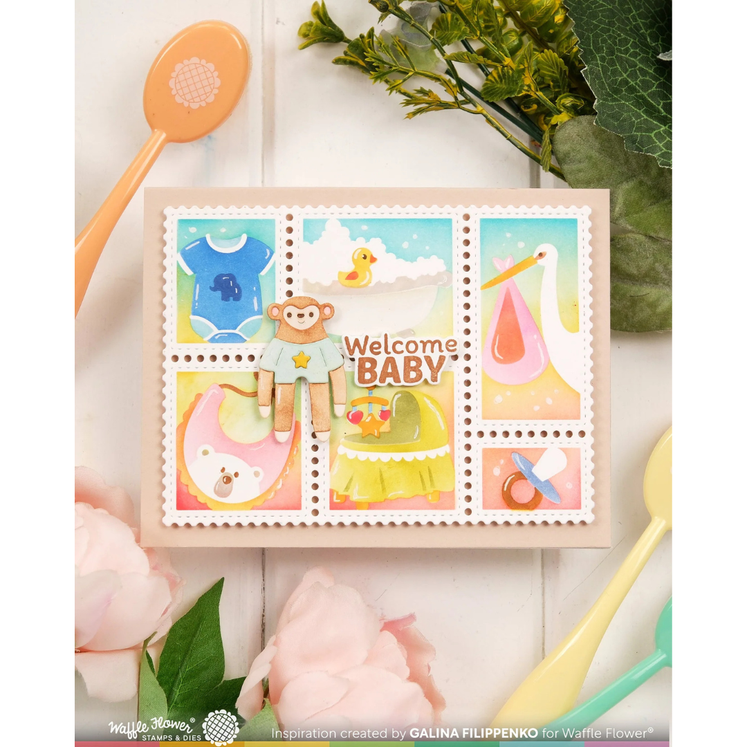 (PRE-ORDER) Waffle Flower - Postage Collage Baby Stencil