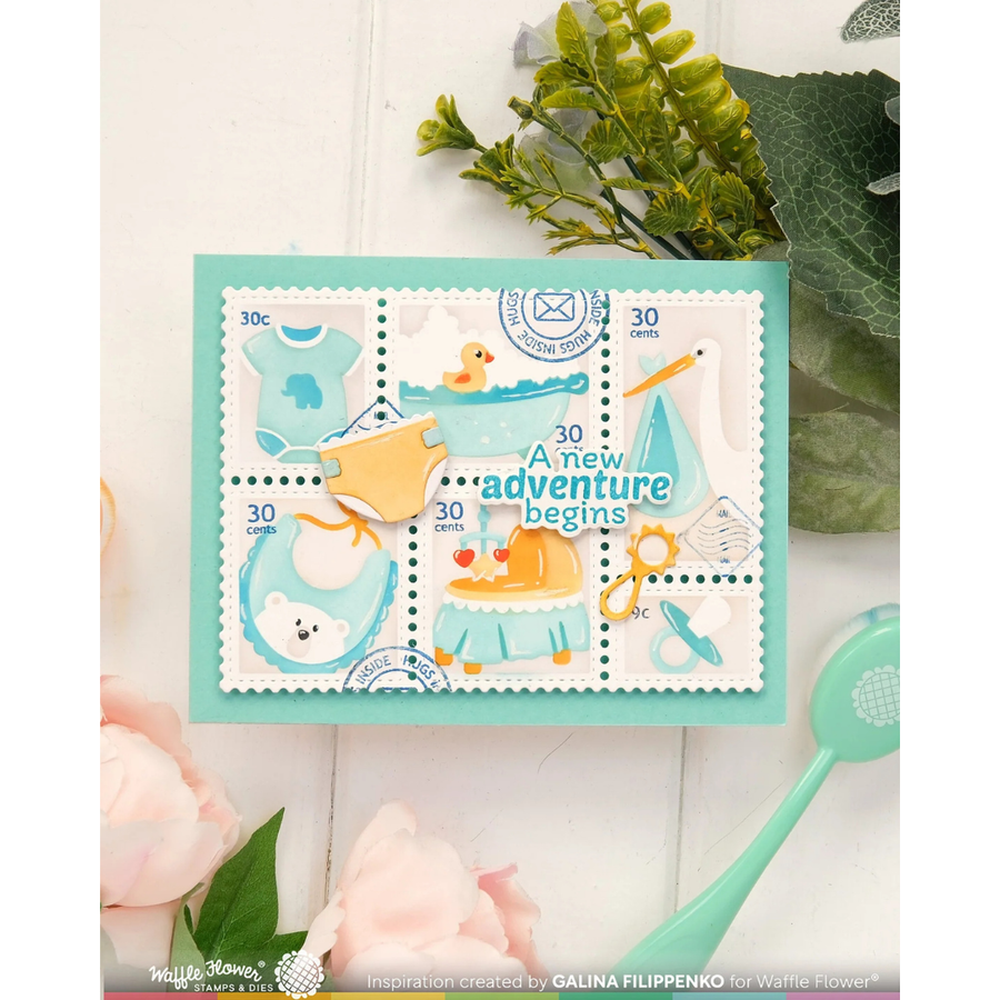 (PRE-ORDER) Waffle Flower - Postage Collage Baby Stencil