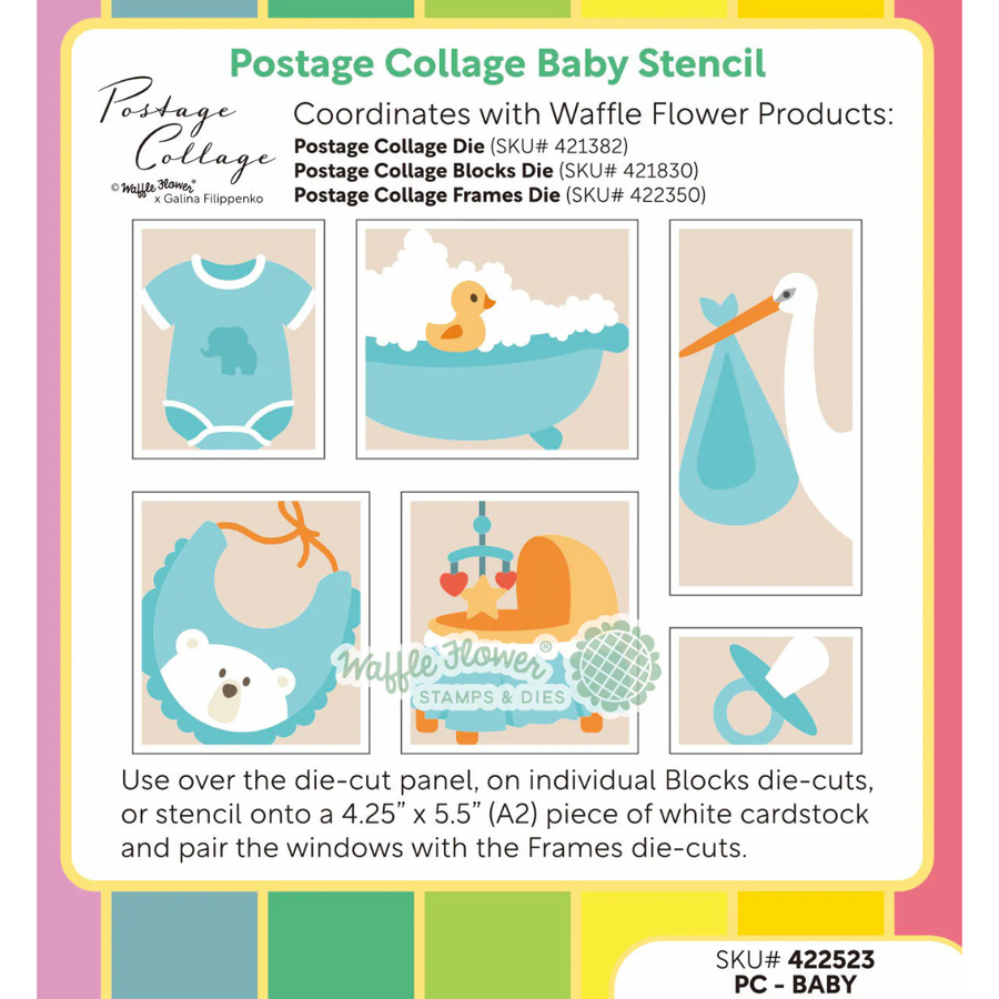 (PRE-ORDER) Waffle Flower - Postage Collage Baby Stencil
