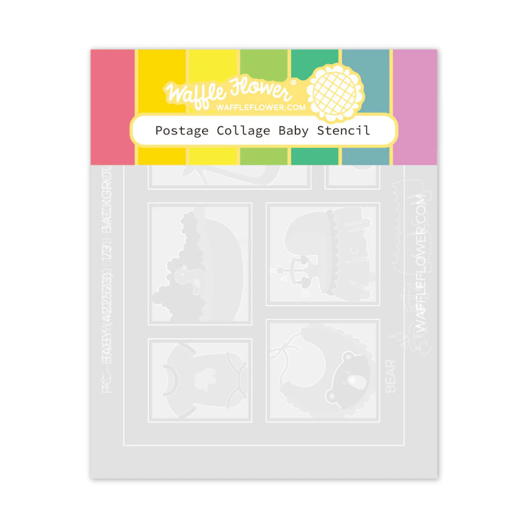 Waffle Flower - Postage Collage Baby Stencil