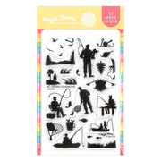 Waffle Flower - Postage Collage Fishing Silhouettes Stamp Set