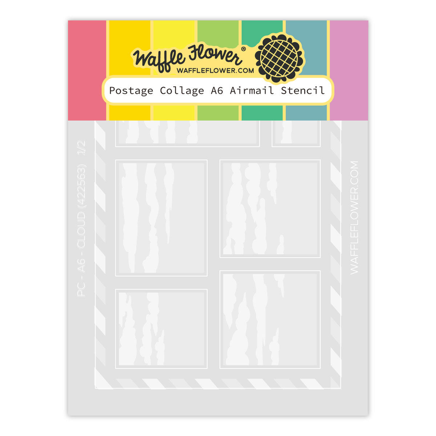 Waffle Flower - Postage Collage A6 Airmail Stencil