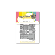 Waffle Flower Craft Die Nutcracker Die set in its original packaging, featuring gray metal die cut files on a white backing card with a colorful header.