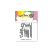 Waffle Flower Craft Die 'Joyful Notes Die' set in its original packaging, featuring five silver metal cutting dies on a white backing card with a colorful header.
