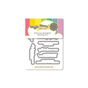 Waffle Flower Craft Die 'Ballerina Sentiments' matching die set on a white backing card with colorful branding, shown against a plain white background.