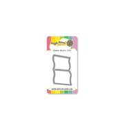 A packaged craft die set from Waffle Flower Crafts, featuring a 'Sheet Music Die' on a white backing card with colorful striped borders and the brand logo at the top.