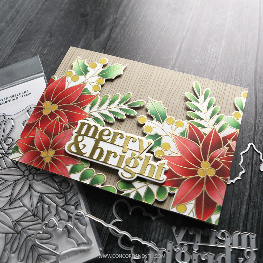 Concord & 9th (Kristina Werner) - Winter Greenery Background Stencil Pack