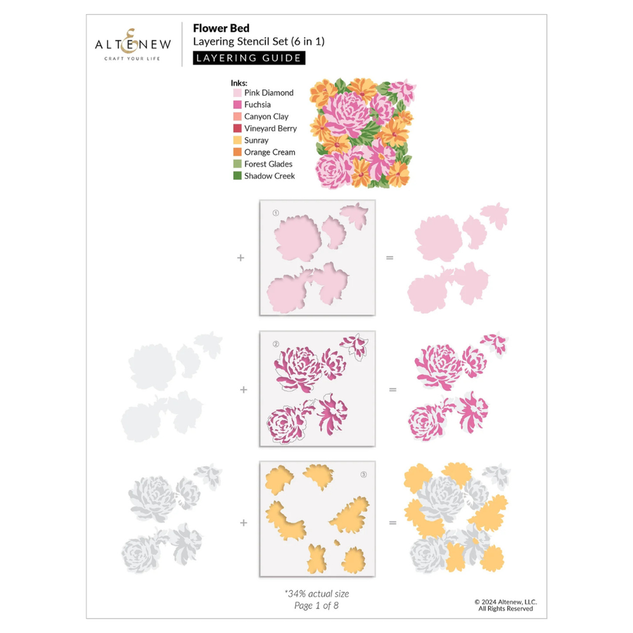 Altenew - Flower Bed Layering Stencil Set (6 in 1)
