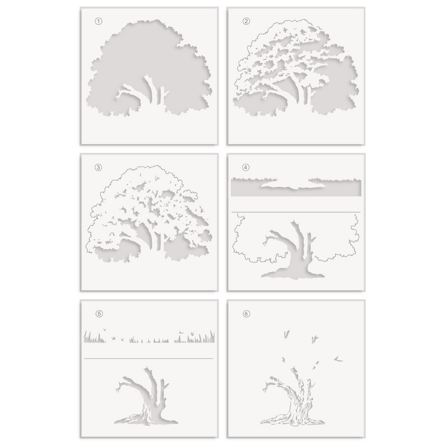 Altenew - Stencil Art: Strong Oak Layering Stencil Set (6 in 1)