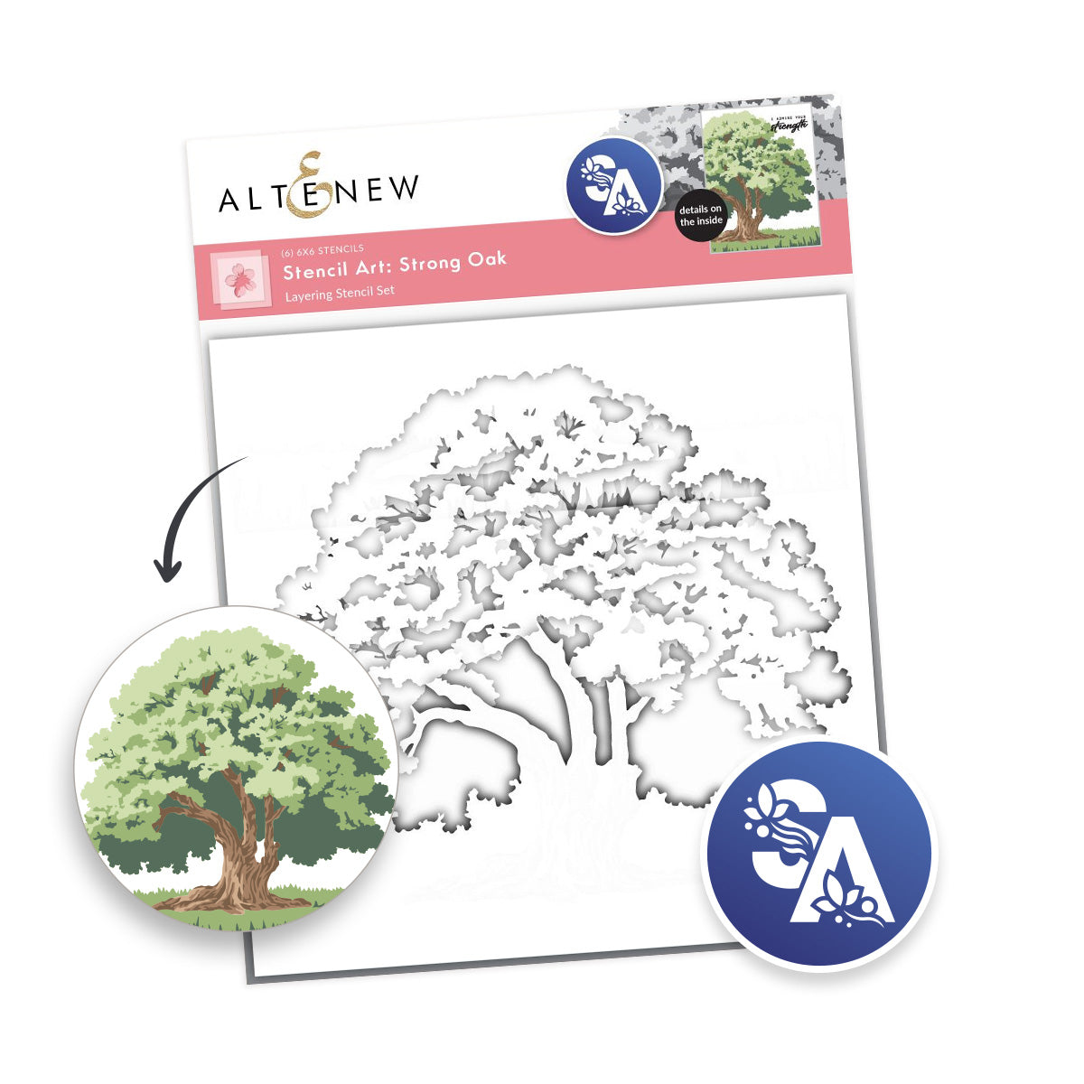 Altenew - Stencil Art: Strong Oak Layering Stencil Set (6 in 1)