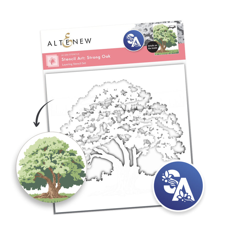 Altenew - Stencil Art: Strong Oak Layering Stencil Set (6 in 1)