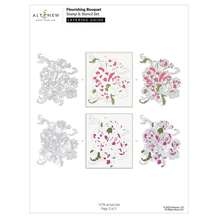 Altenew - Flourishing Bouquet Simple Coloring Stencil Set (4 in 1)