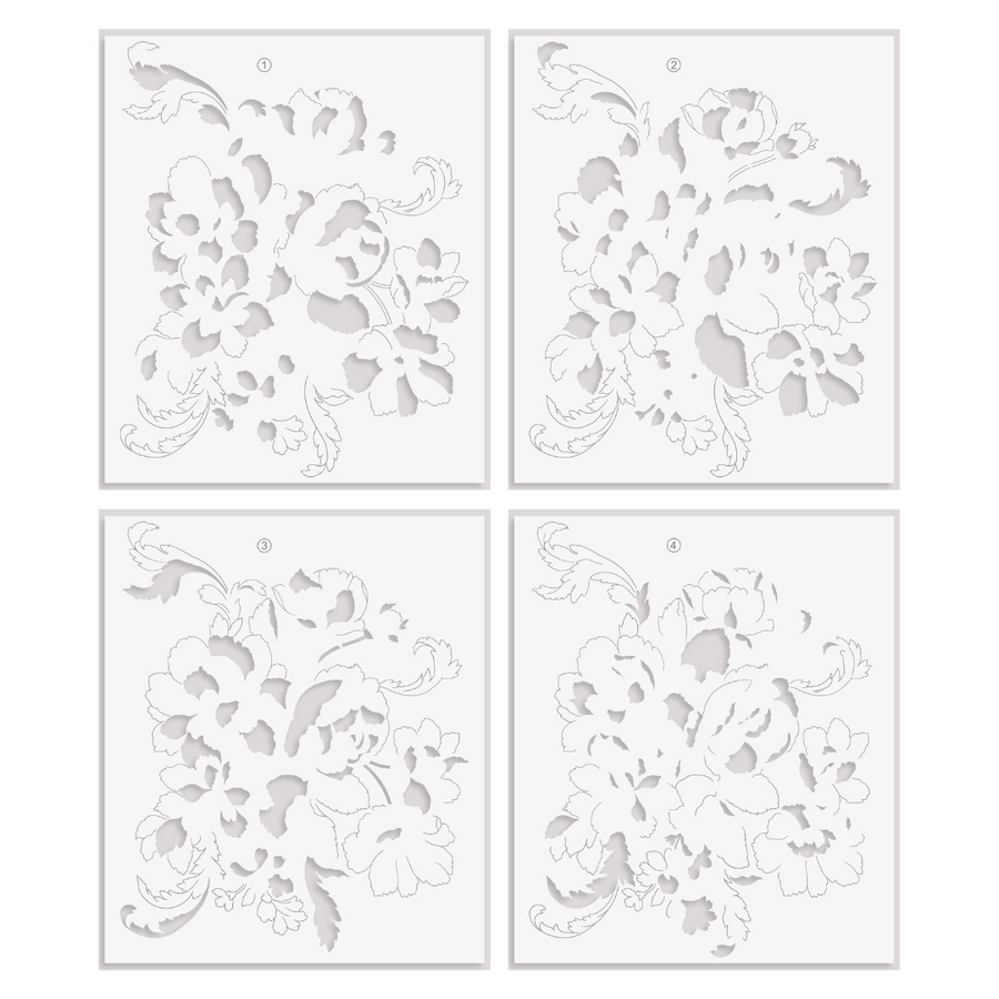 Altenew - Flourishing Bouquet Simple Coloring Stencil Set (4 in 1)