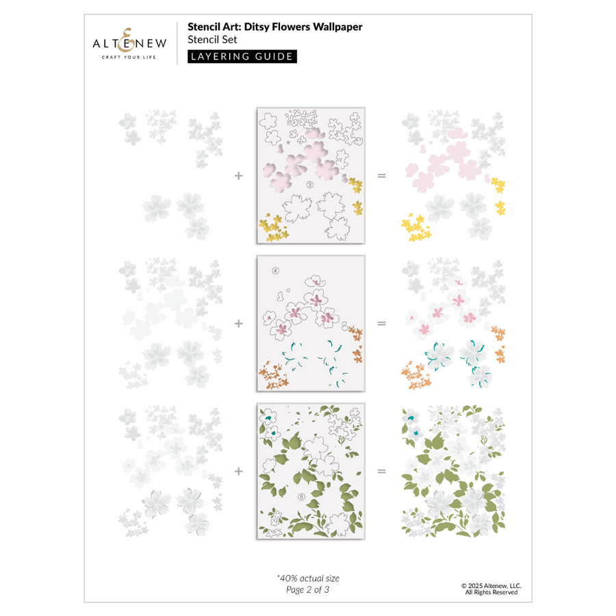 Altenew - Stencil Art: Ditsy Flowers Wallpaper Layering Stencil Set (7 in 1)