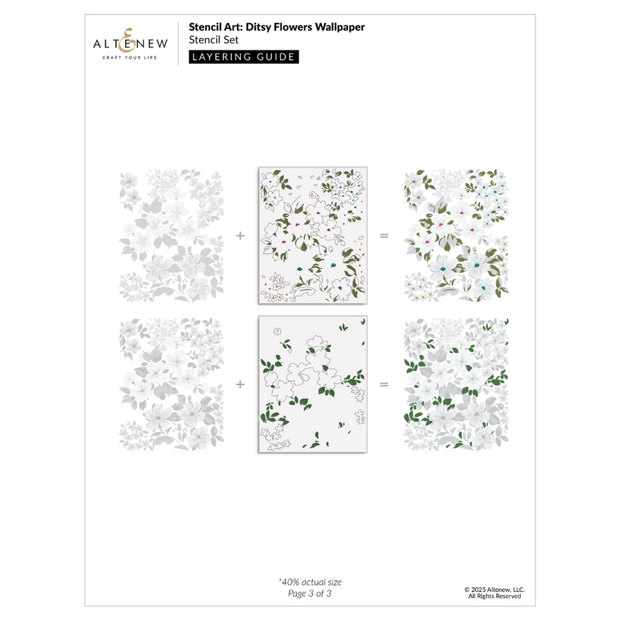 Altenew - Stencil Art: Ditsy Flowers Wallpaper Layering Stencil Set (7 in 1)