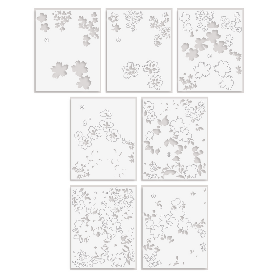 Altenew - Stencil Art: Ditsy Flowers Wallpaper Layering Stencil Set (7 in 1)