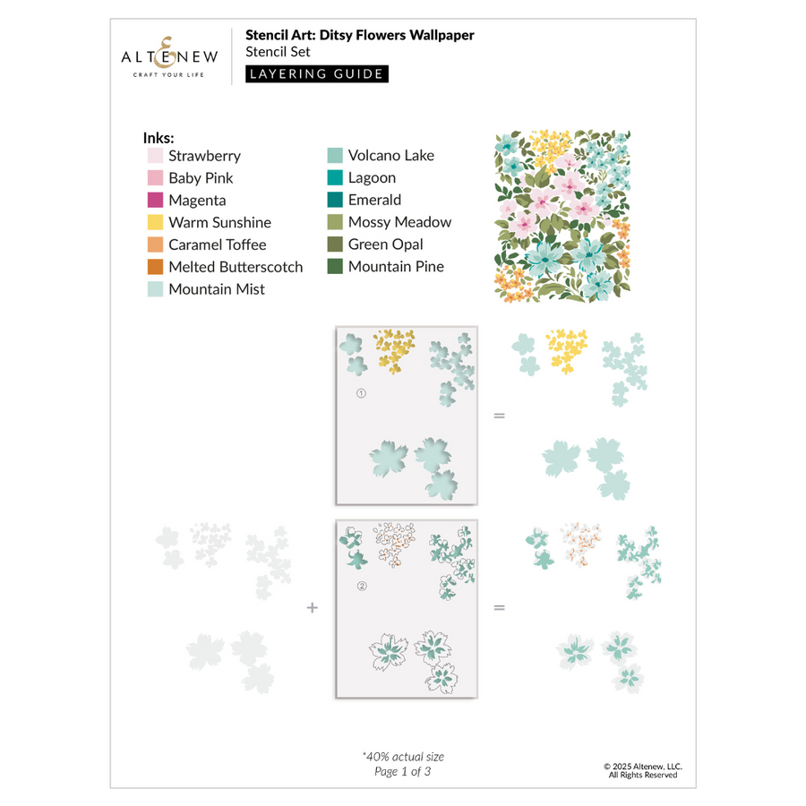 Altenew - Stencil Art: Ditsy Flowers Wallpaper Layering Stencil Set (7 in 1)