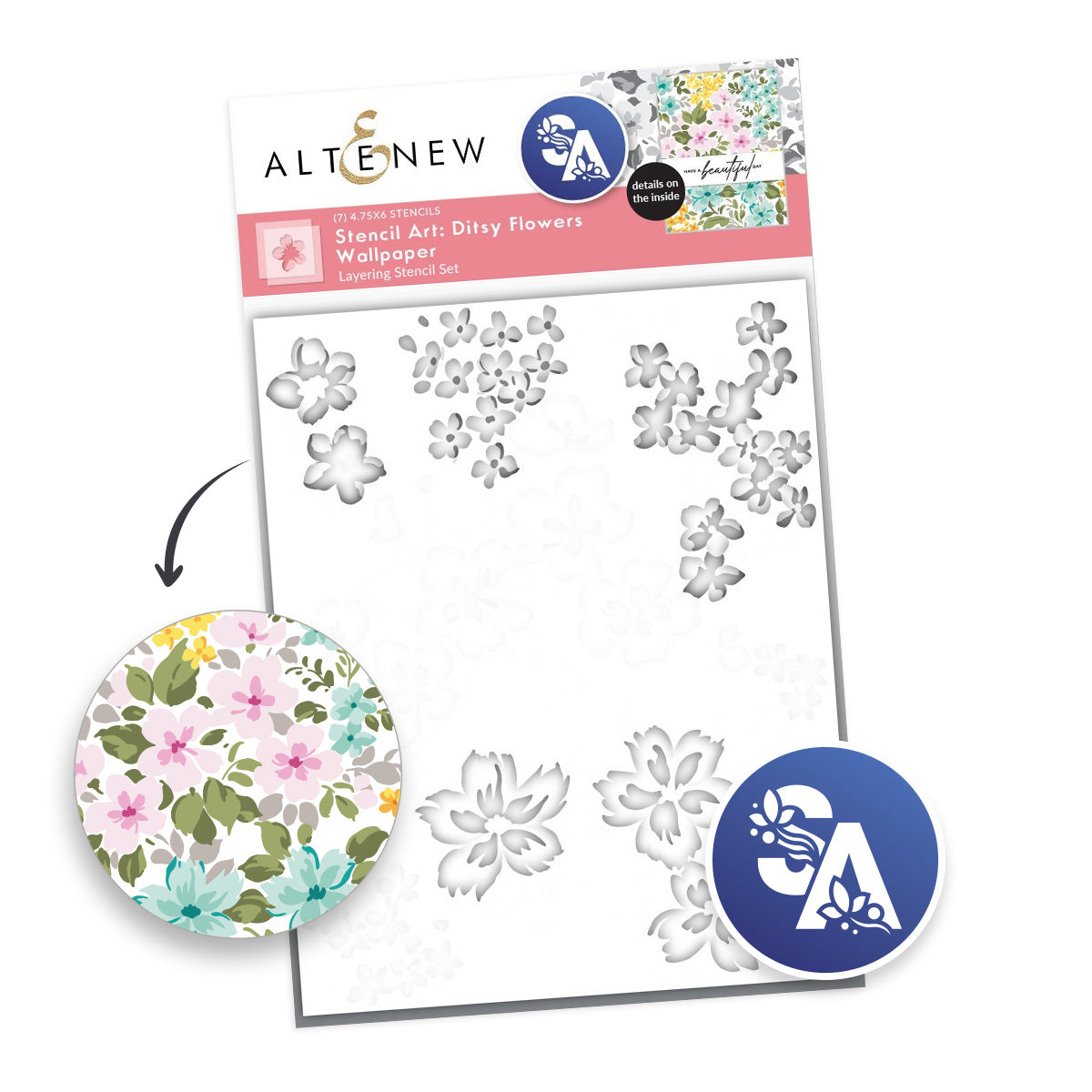 Altenew - Stencil Art: Ditsy Flowers Wallpaper Layering Stencil Set (7 in 1)