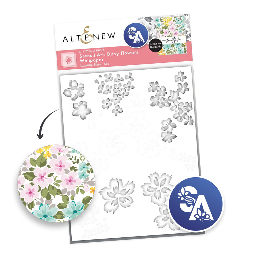 Altenew - Stencil Art: Ditsy Flowers Wallpaper Layering Stencil Set (7 in 1)