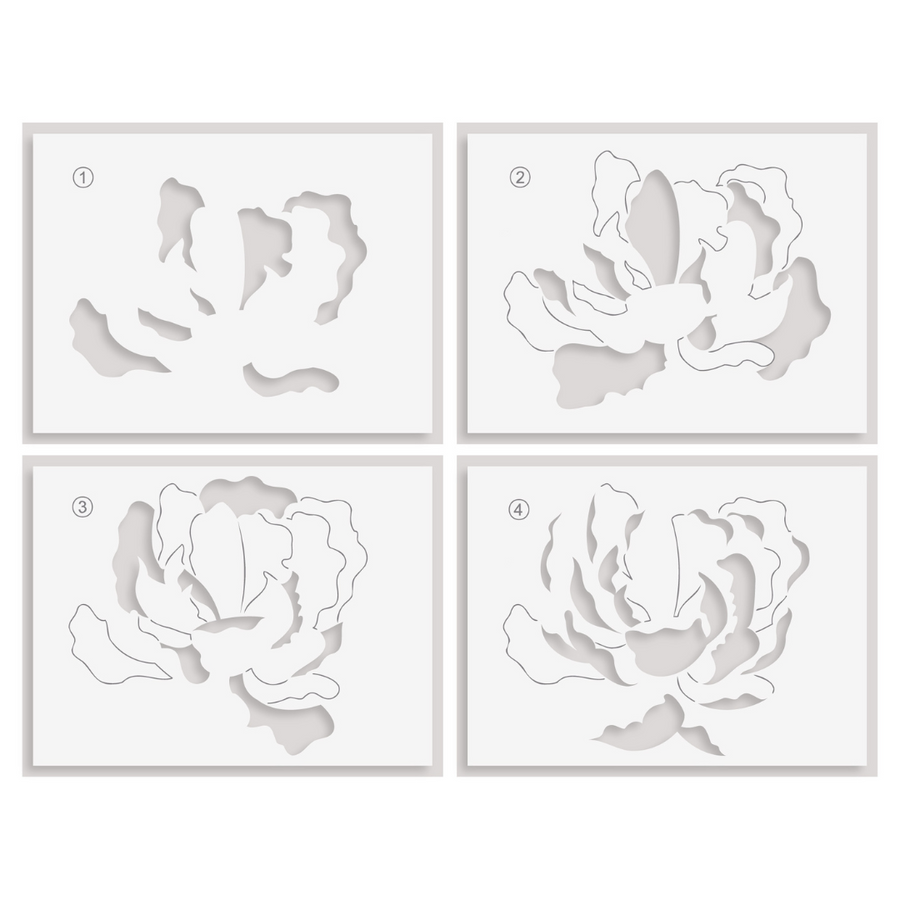 Altenew - Magical Peony Simple Coloring Stencil Set (4 in 1)